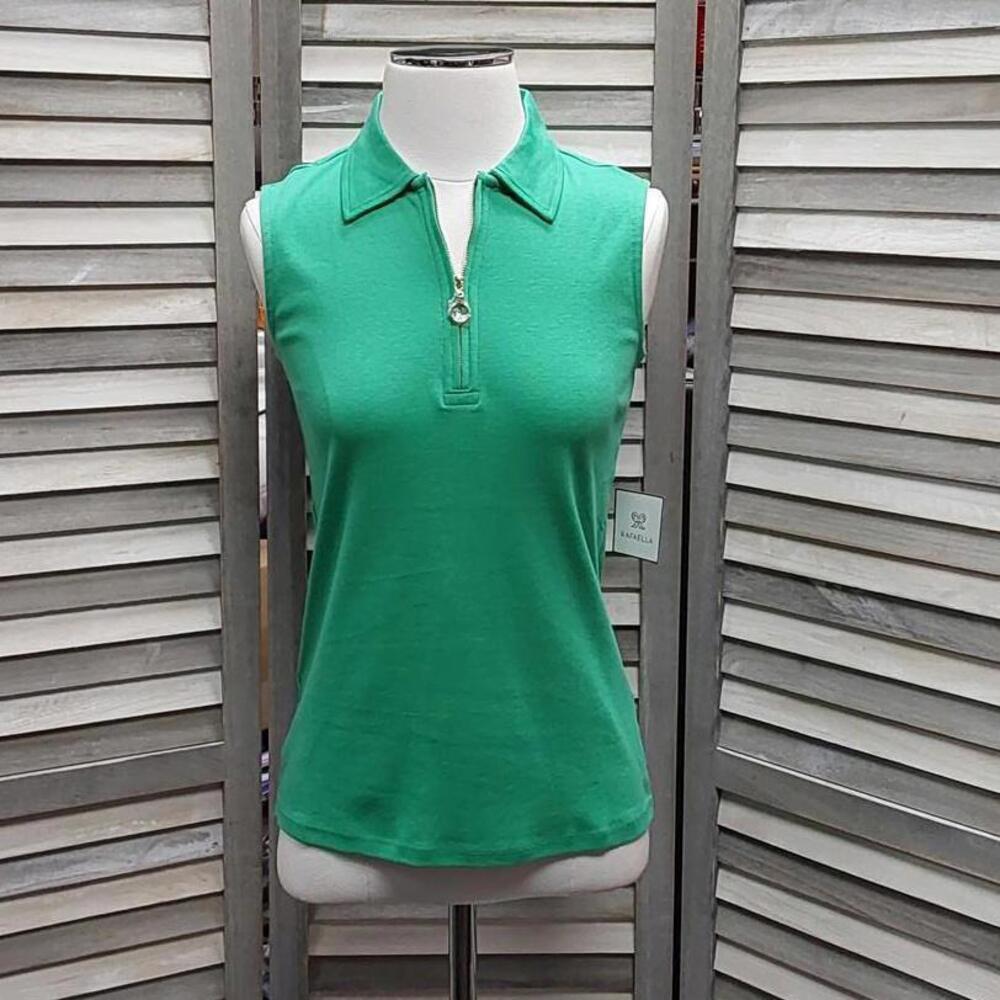 Stylish Green Zip-Up Polo Shirt | Rafaella | Small